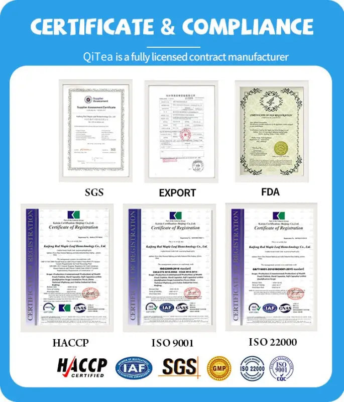 Certificates of compliance for Natural Progesterone Tea, Golden Flaxseed Health Tea, menstrual cramps relief