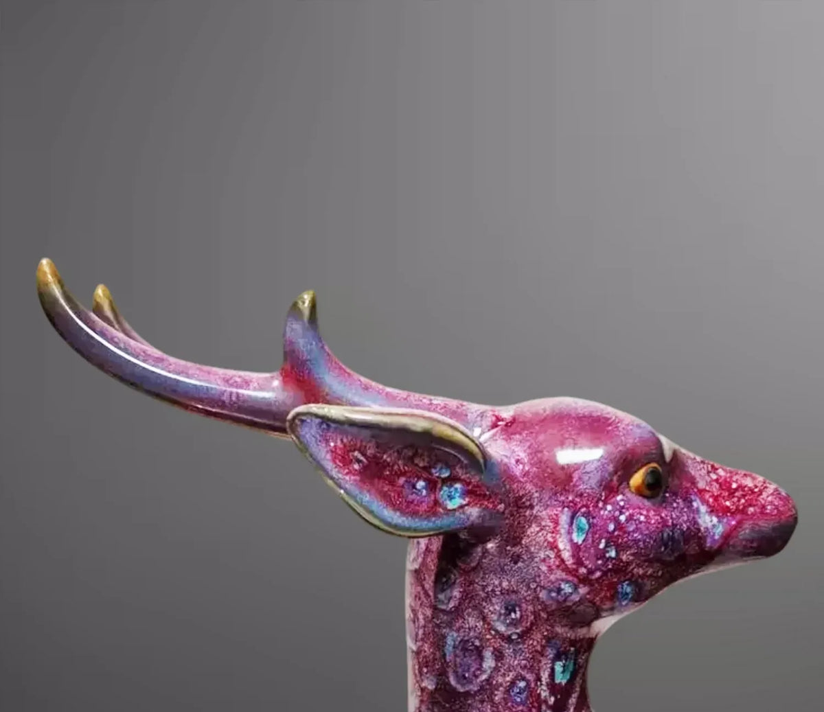 Nine Color Deer Jun Sculpture — further detail