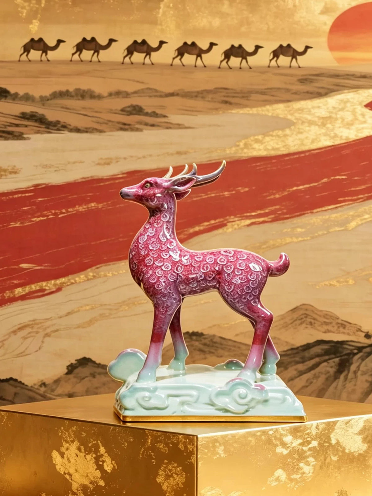 Nine Color Deer Jun Sculpture — alternate angle