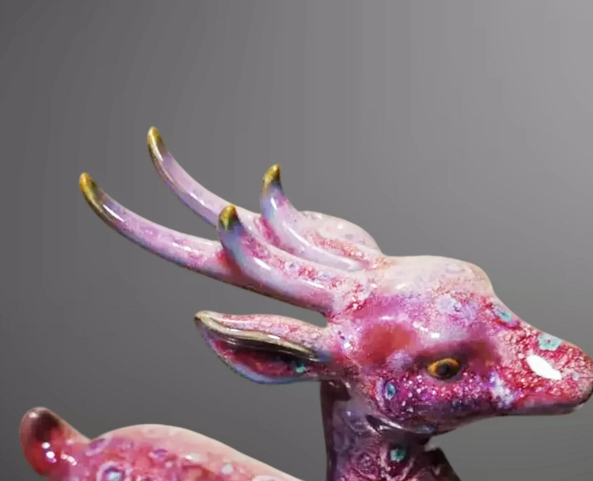 Nine Color Deer Jun Sculpture — detail view