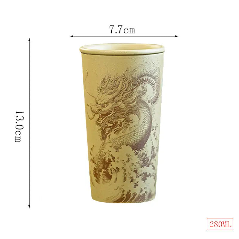 Ocean Dragon dragon-themed ceramic cup inspired by Yixing Zisha teapots design