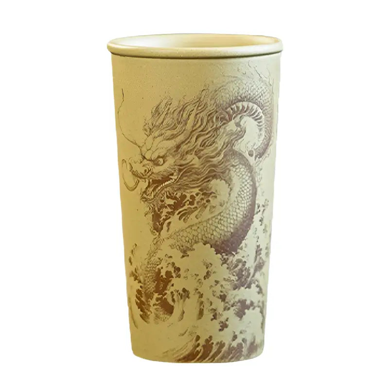 Ocean Dragon dragon-themed ceramic tumbler inspired by Yixing Zisha teapots