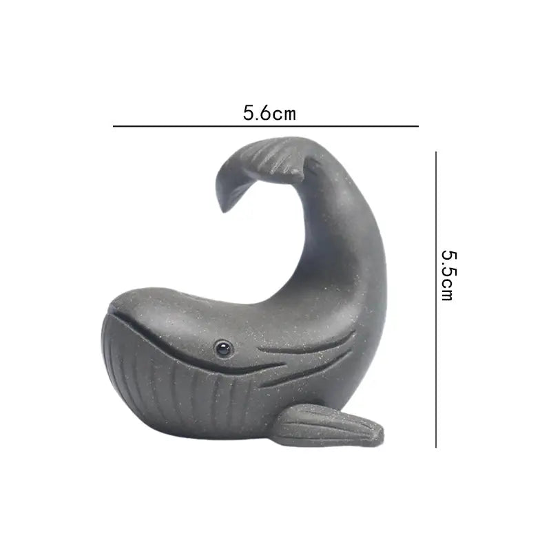 Gray whale figurine from Ocean Whisper, a whale tea pet crafted in Yixing Zisha clay
