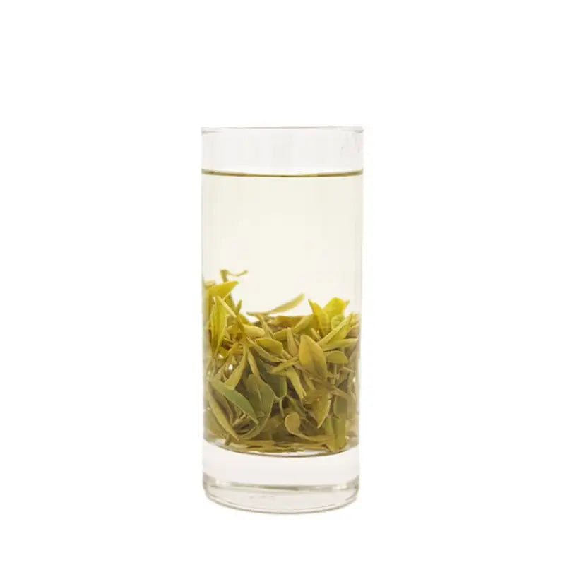Glass of green tea from Old Tree Longjing 2025 Early Spring Harvest in Xitou Mountain