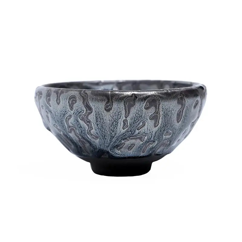 Glazed ceramic Oni zhan tea bowl for jian zhan tea brewing vessel