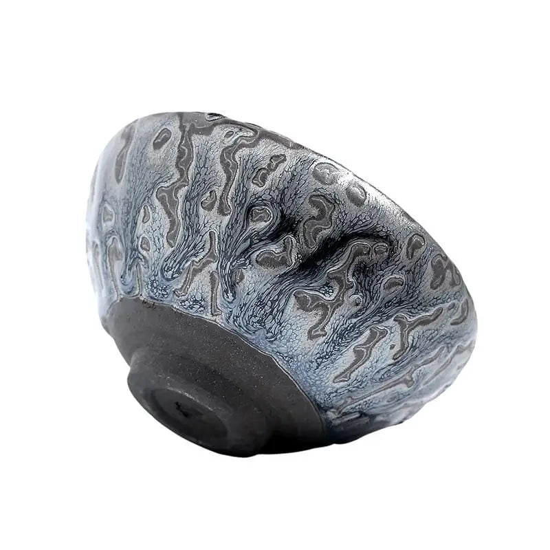 Glazed ceramic Oni Zhan tea bowl for Jian Zhan tea and Zhan tea brewing