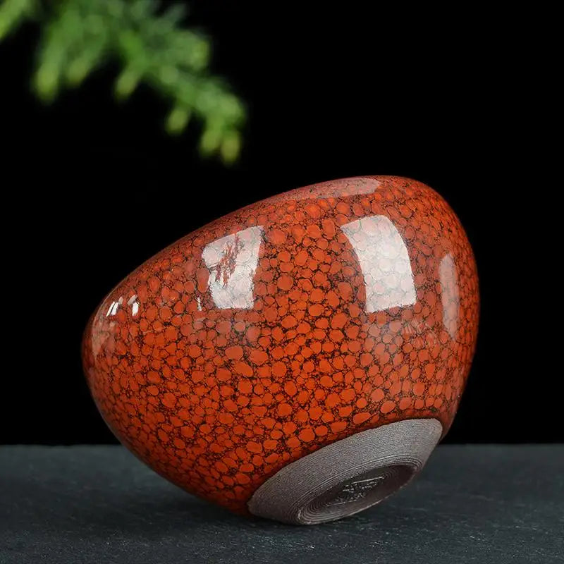 Jian Zhan burnt orange speckled glossy ceramic cup from Jianyang Jian Zhan collection