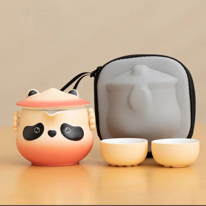 Panda Kuaike Travel Tea Set – Pink