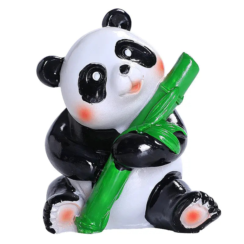 Color-changing panda tea pet figurine holding bamboo on eco-friendly resin tea table