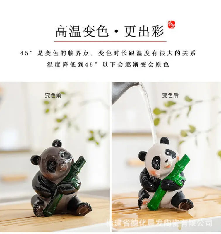 Color-changing panda tea pet figurine made from eco-friendly resin for feng shui tea deco