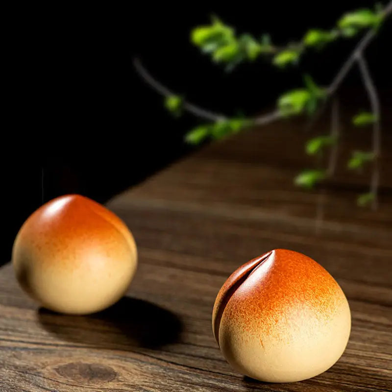 Ceramic Peaches tea pet for feng shui practices and tea ritual techniques guide