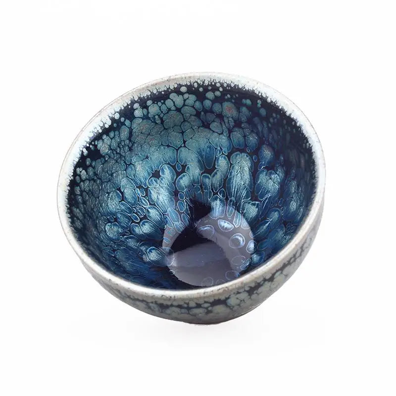 Blue and white ceramic bowl from the Peacock collection, perfect for Gongfu tea and Jian Zhan style