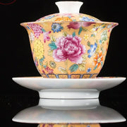 Peony Falangcai-Style Gaiwan – Gold
