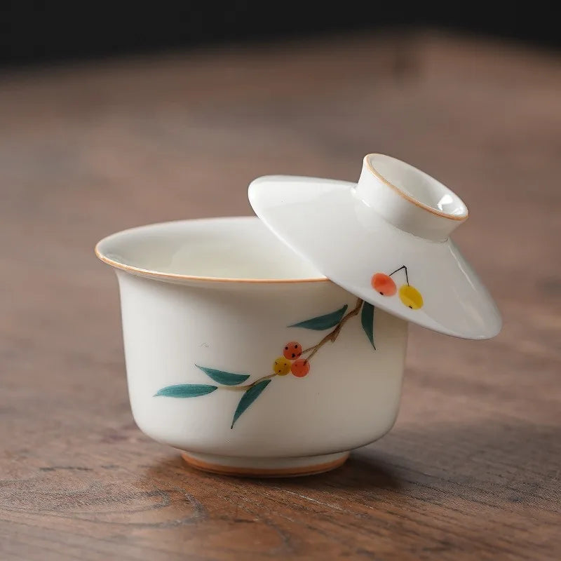 Plant-ash glaze gaiwan travel tea set with glass pitcher, cups and clear-lid box – photo 4
