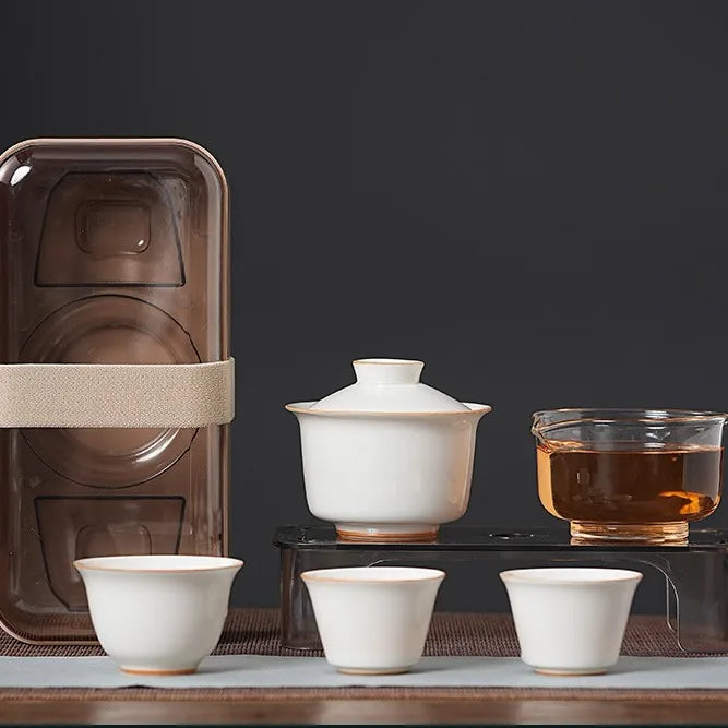 Plant-Ash Glaze Gaiwan Travel Tea Set – Plain Ash Glaze