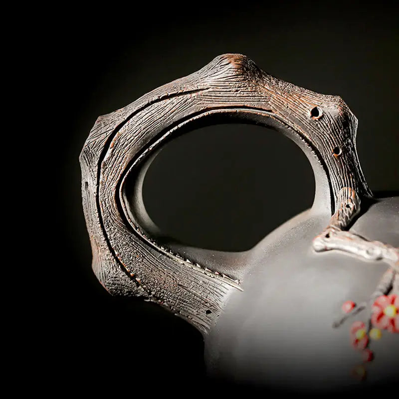 Textured ceramic teapot handle from Plum Blossom Yixing Zisha teapots collection