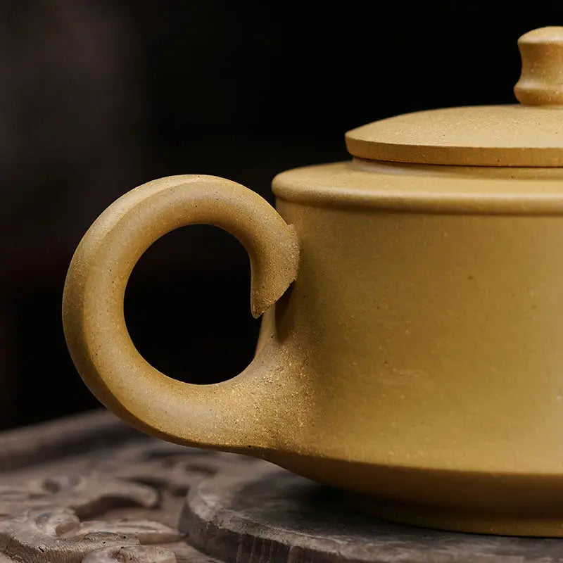 Earthenware teapot with circular handle from Plum Flower tea set, perfect for teapots and mugs