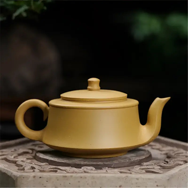 Yellow ceramic teapot from Plum Flower, perfect for tea sets and teapots collections