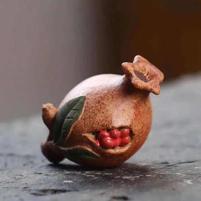 Ceramic Pomegranate Figurine from Pomegranate Blessing, ideal as a Feng Shui tea pet
