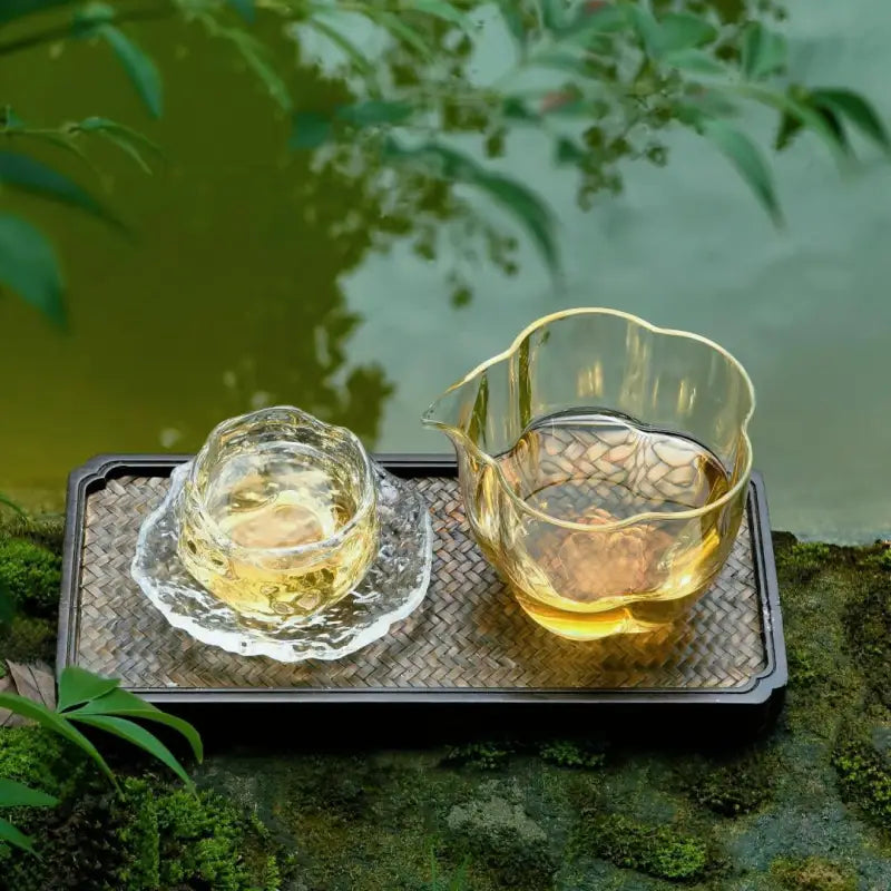 Glass tea set with Premium Jasmine Magnolia Dancong compressed Zhangping Shuixian shuixian oolong