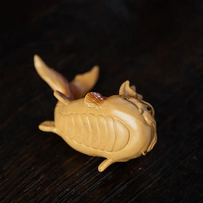 Carved wooden whale figurine Prosperity Fish representing love symbol fish tea pet for feng shui good fortune