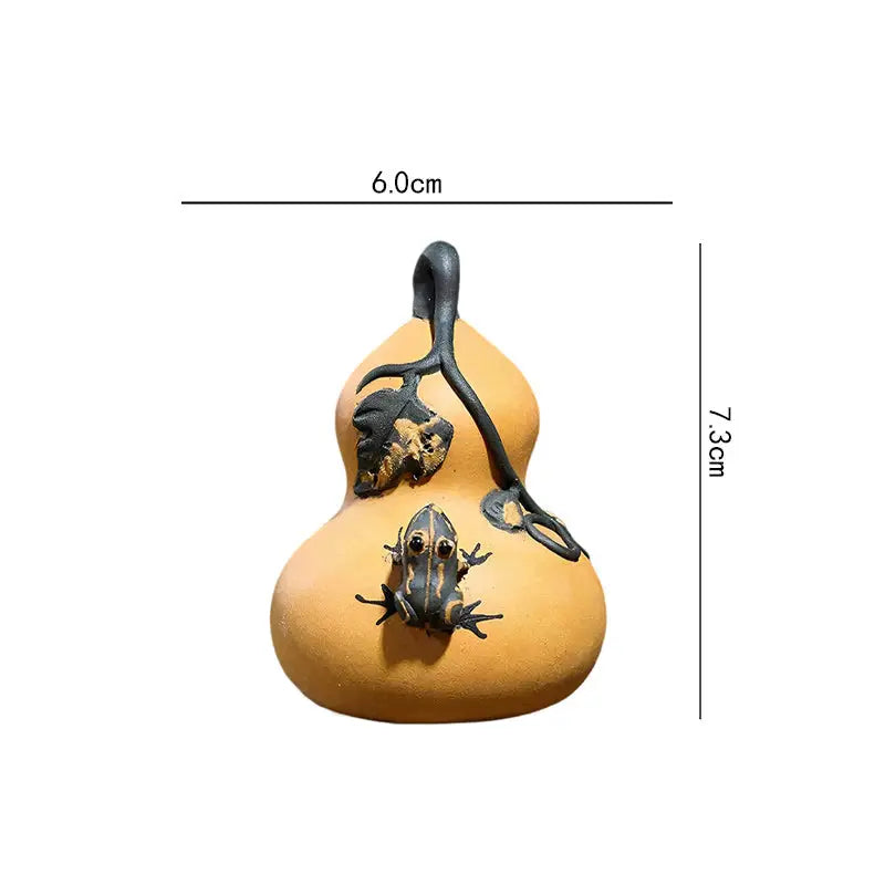 Prosperity Gourd tea pet made of Yixing clay with frog and leaf details for tea pets guide