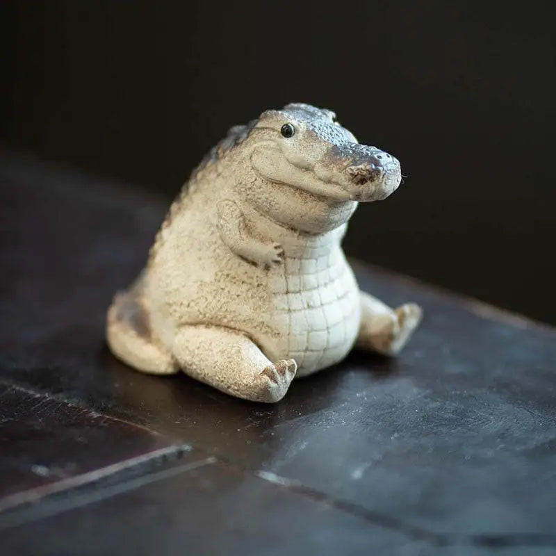 Prosperous Alligator tea pet figurine, a charming alligator tea pet for good luck