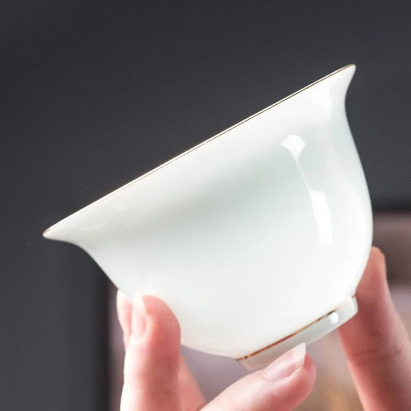 Plain qingbai jade porcelain gaiwan with lid and saucer – photo 7