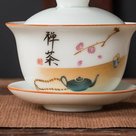 Qingbai Painted Gaiwan – Zen Tea