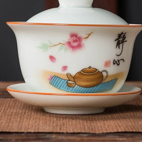 Qingbai Painted Gaiwan – Calm Mind
