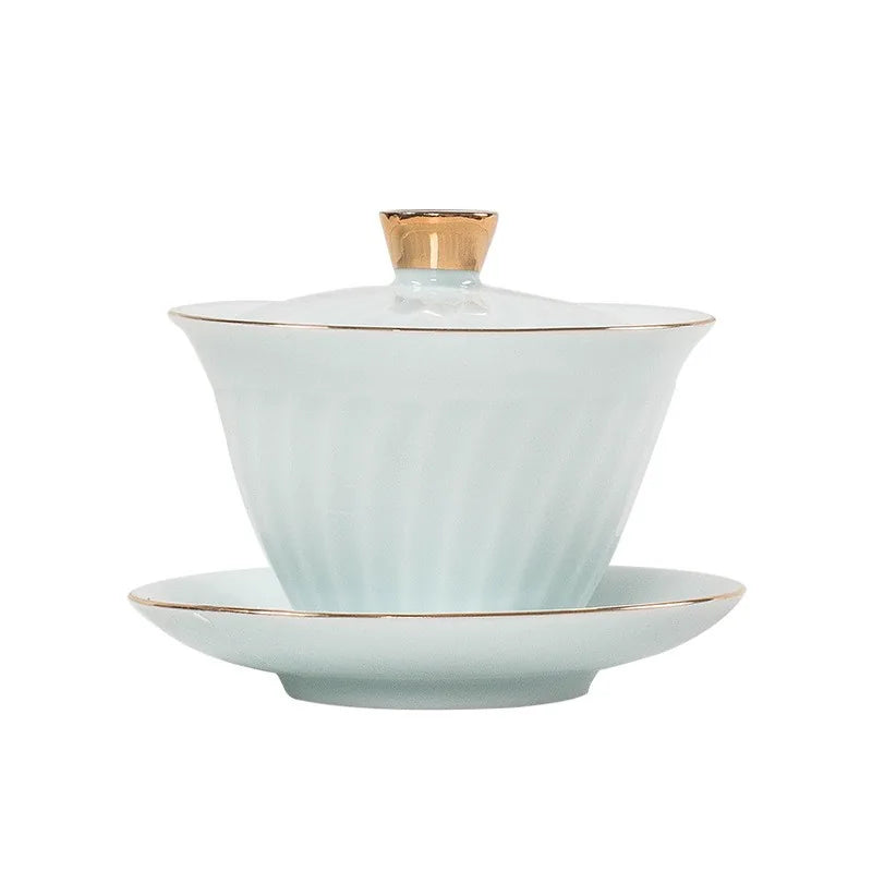 Qingbai swirl-ribbed Dehua gaiwan with lid and saucer – photo 5