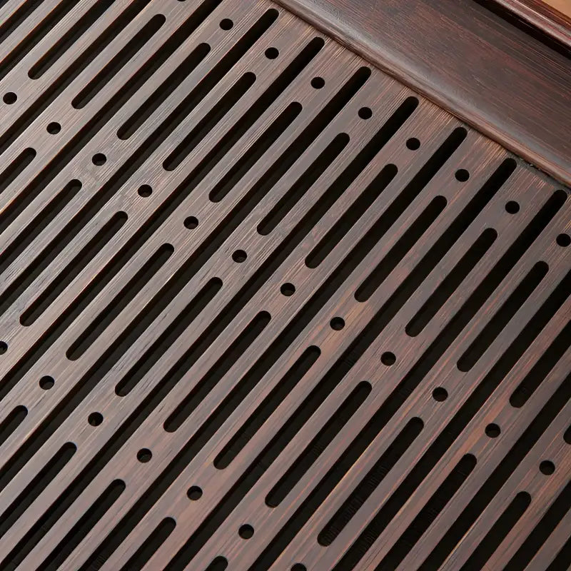 Quiet Stream Bamboo Tea Tray with slotted wooden surface and drainage holes