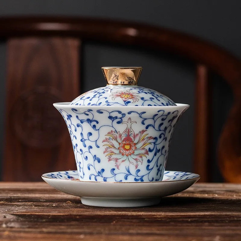 Red Lotus Scroll Gaiwan – Lotus Scroll
