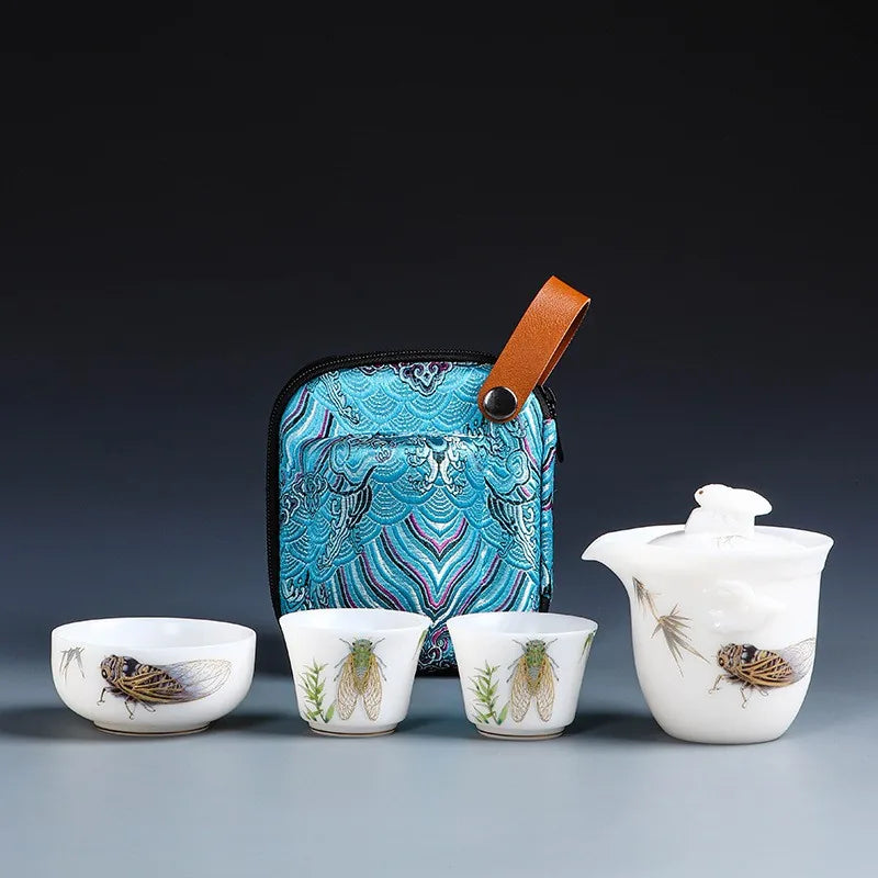 Rooster Ice-Jade Porcelain Travel Tea Set – Rooster