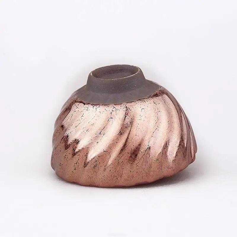 Textured brown and silver ceramic vase from Rose Gold with Tenmoku glaze style