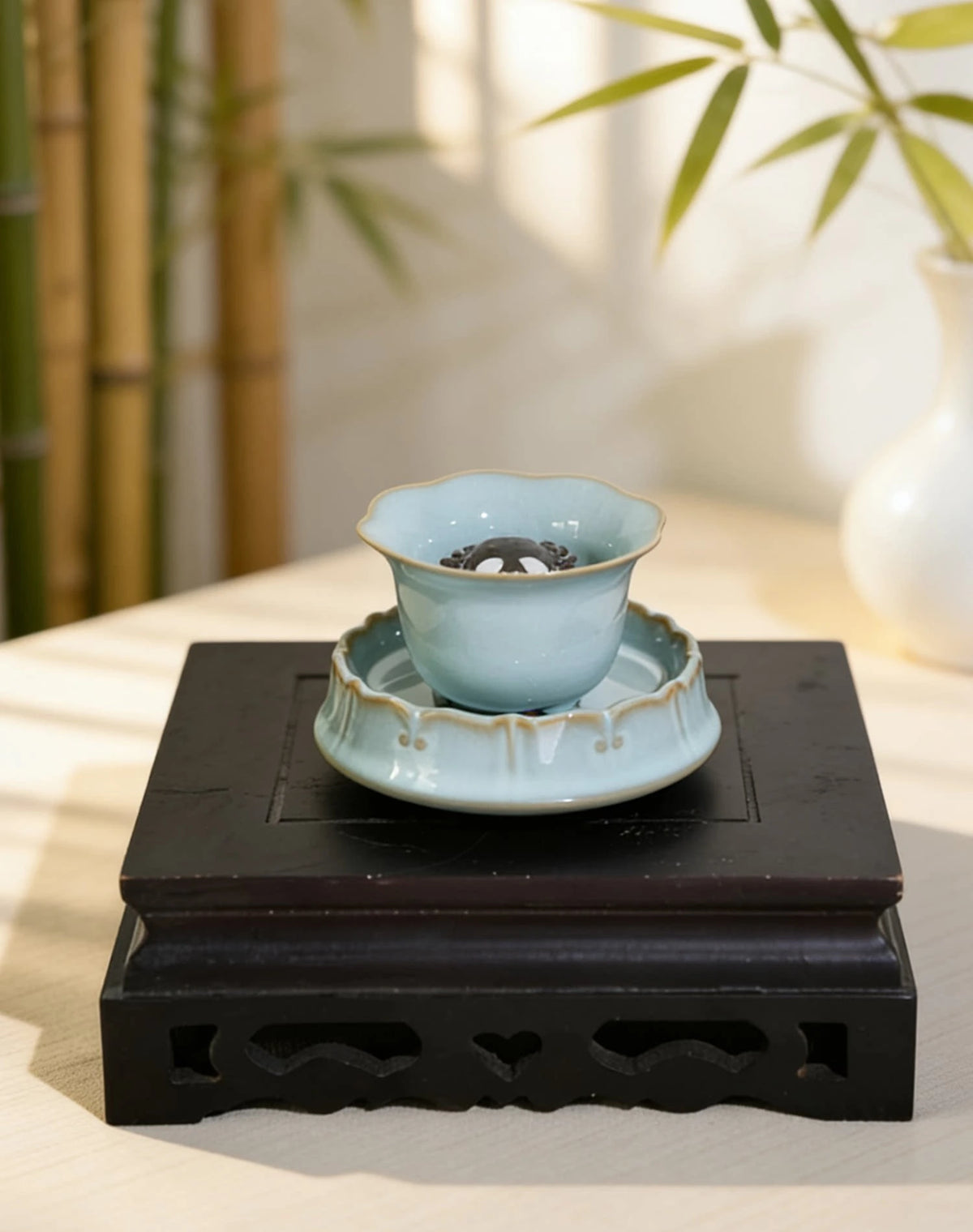 Ru Harmony Crab Cup — Ru-style glazed ceramic teacup