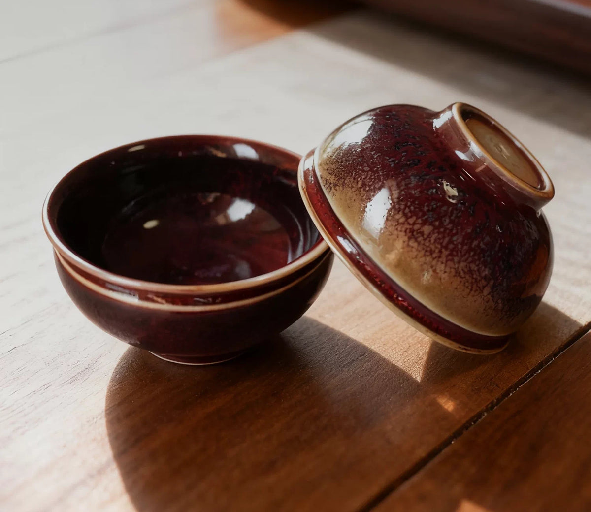 Russet Kiln Glaze Tea Cups — detail view