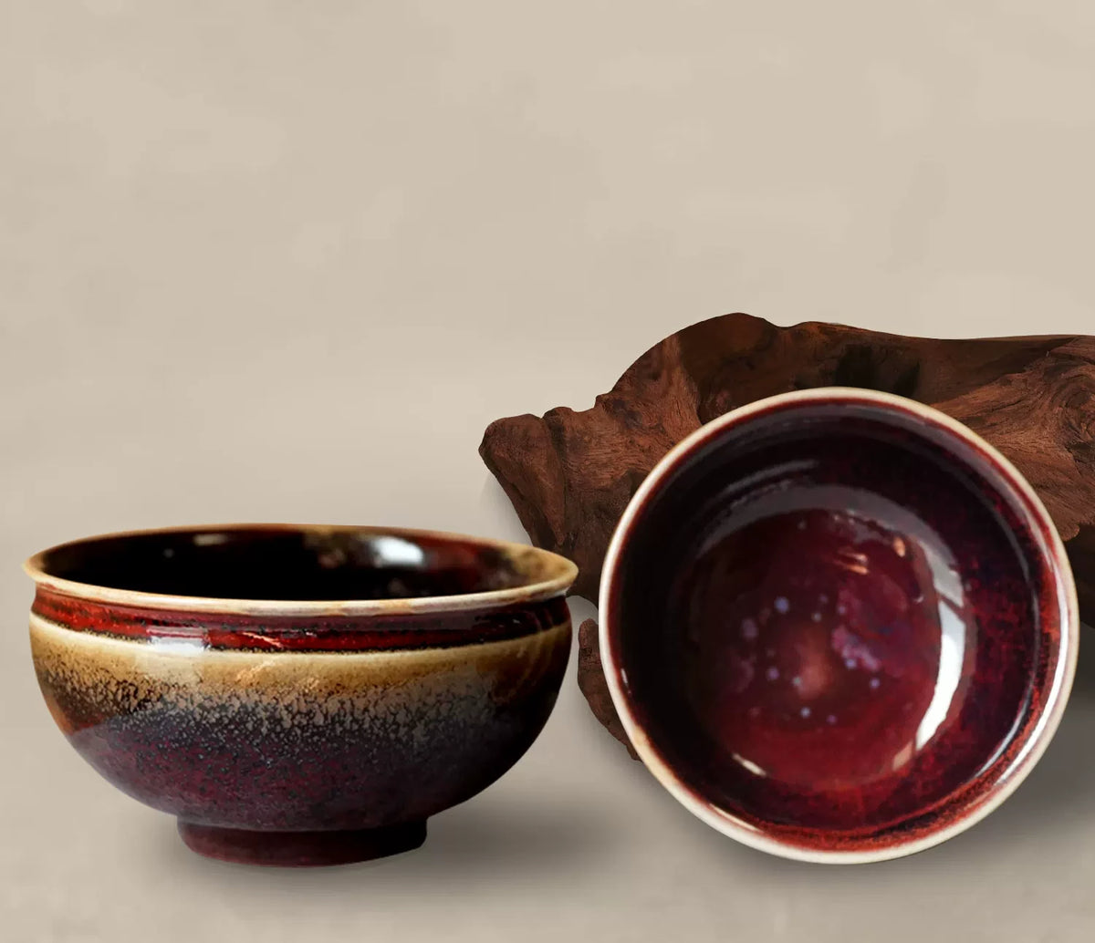 Russet Kiln Glaze Tea Cups — styled in context
