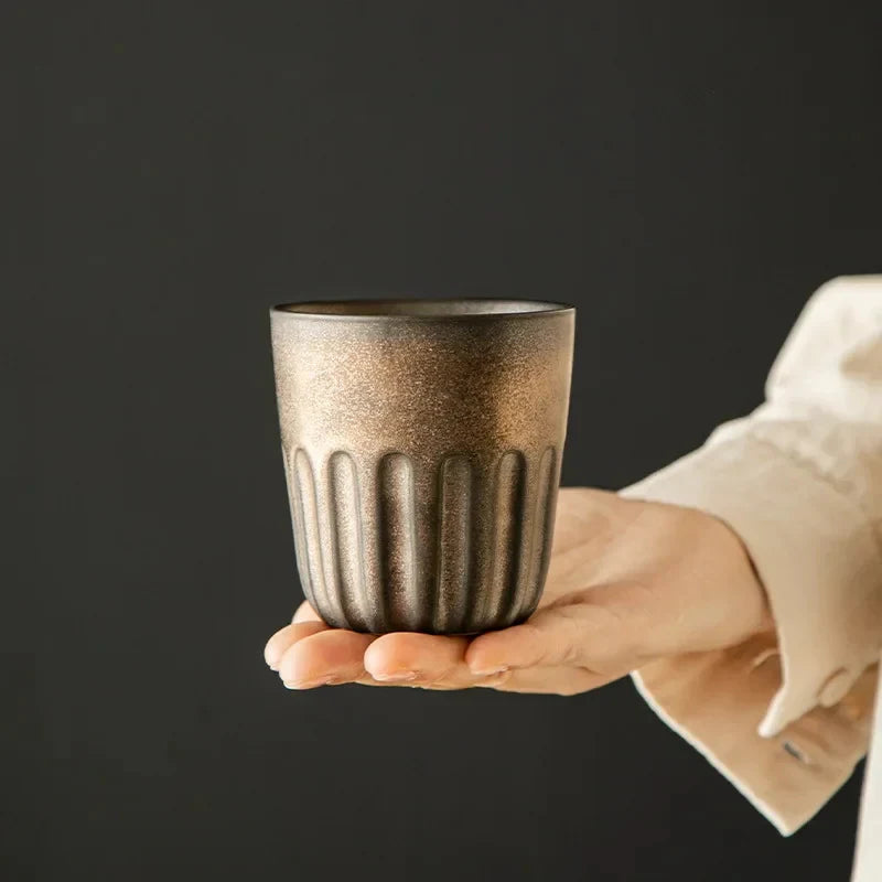 Rustic Stoneware Coffee Cup white background product photo