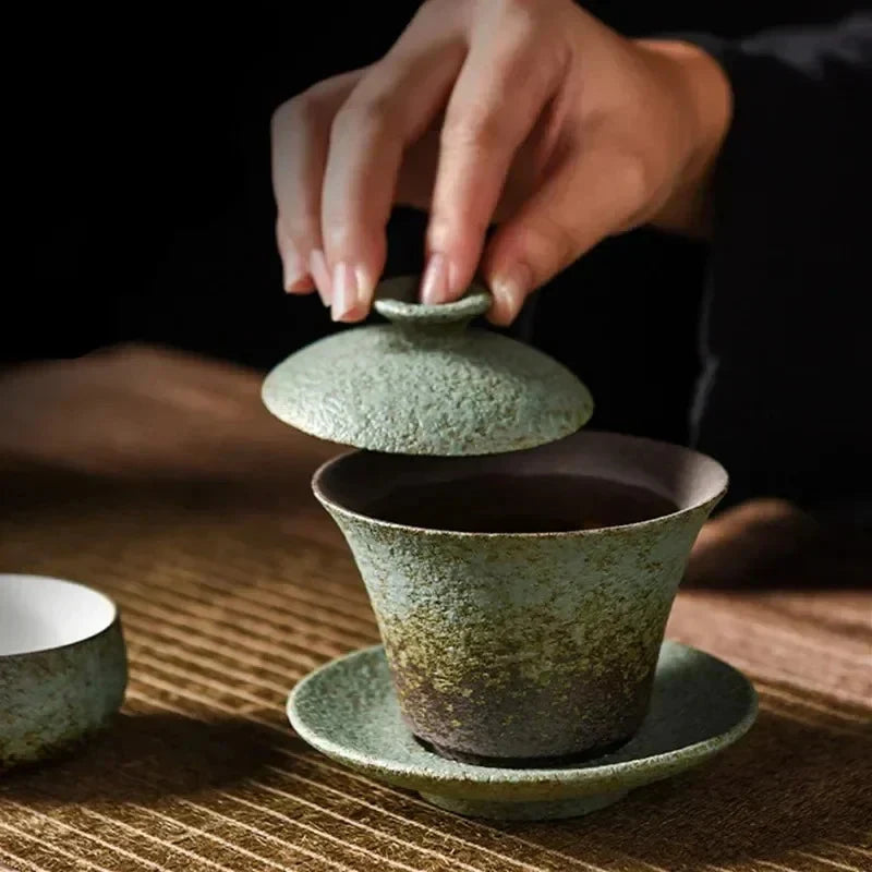 Rustic Stoneware Gaiwan Gaiwan side view