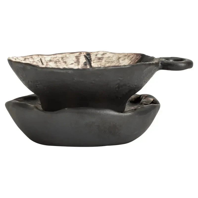 Rustic Stoneware Leaf Tea Strainer white background product photo