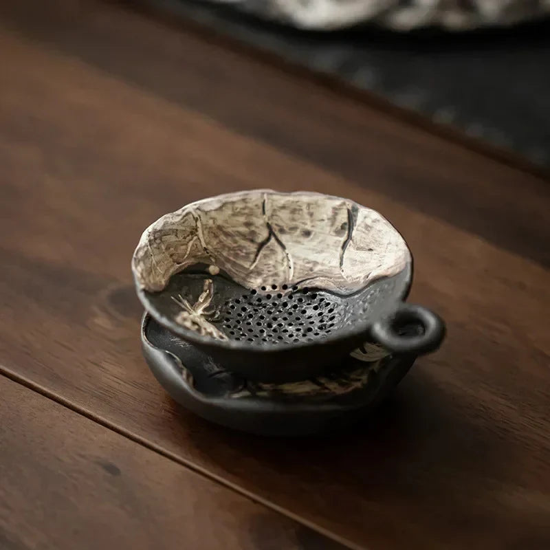 Rustic Stoneware Leaf Tea Strainer Tea Strainer product photo 4