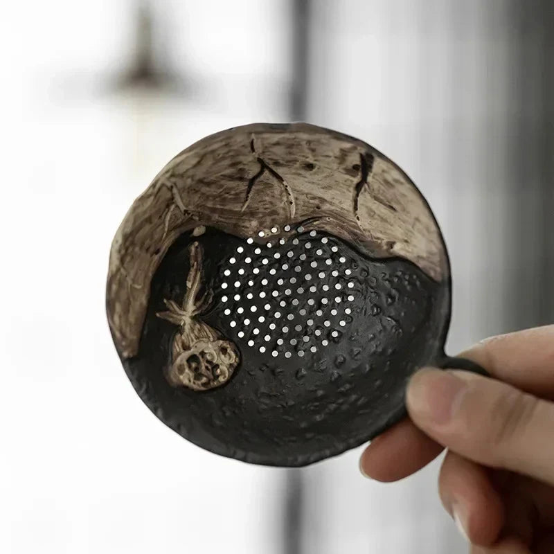 Rustic Stoneware Leaf Tea Strainer Tea Strainer product photo 6
