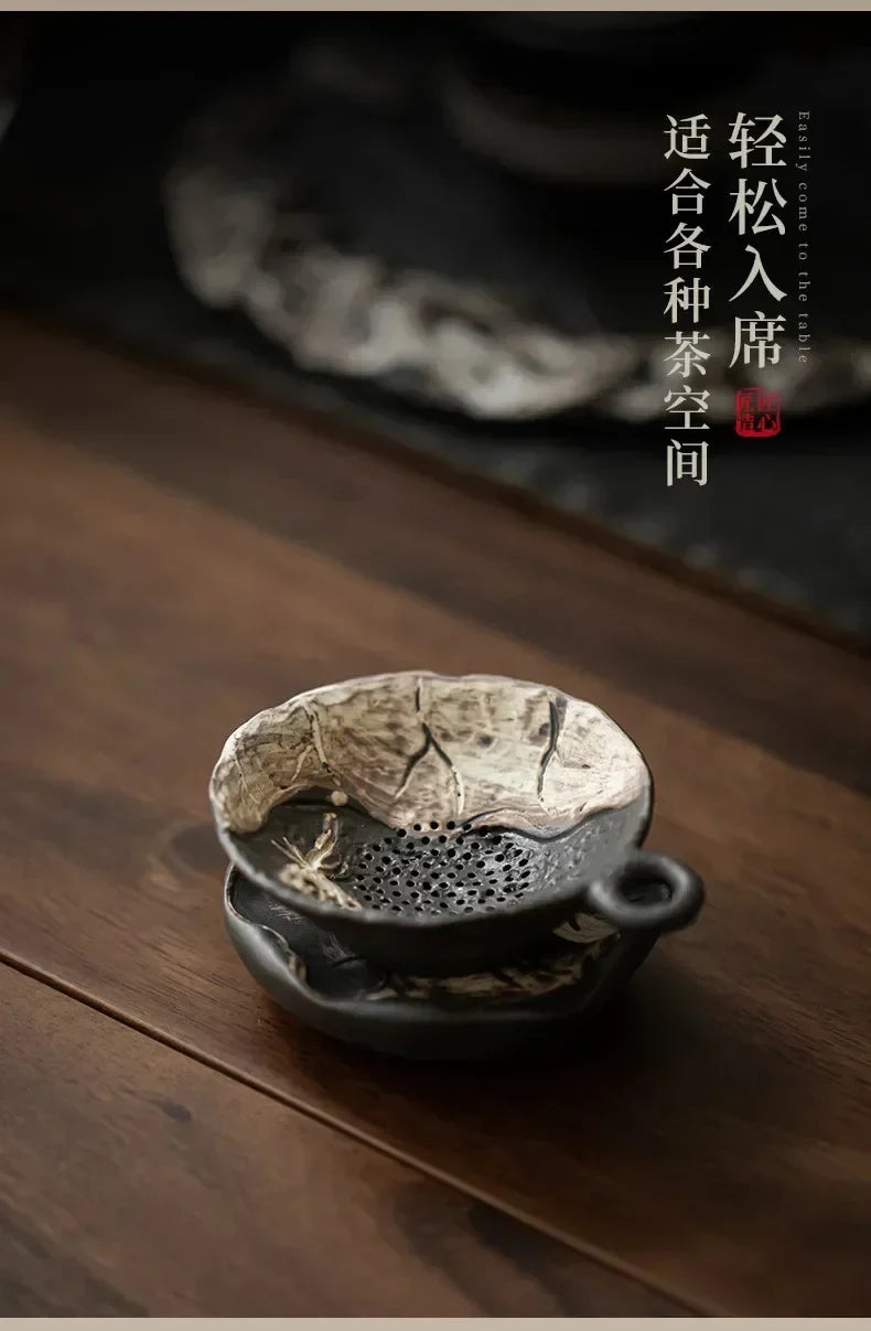 Rustic Stoneware Leaf Tea Strainer Tea Strainer product photo 11