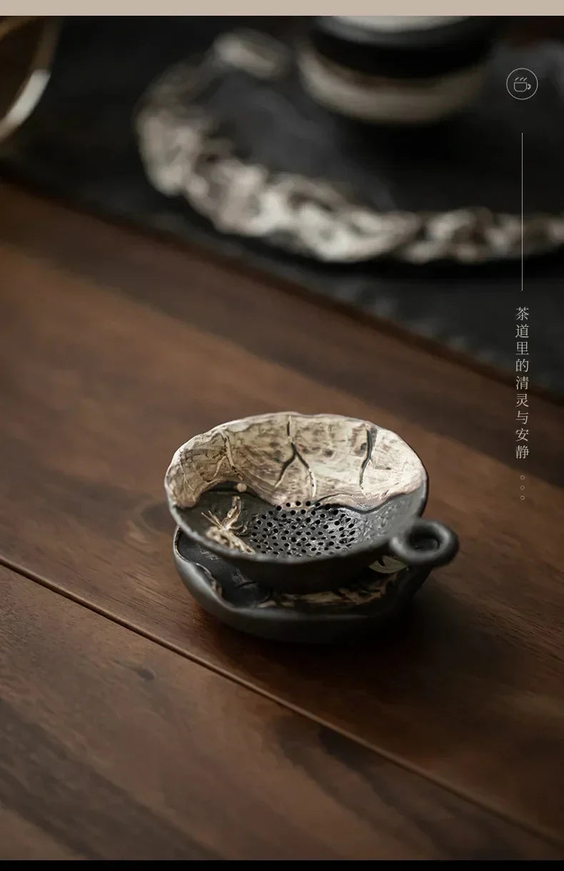 Rustic Stoneware Leaf Tea Strainer Tea Strainer product photo 17