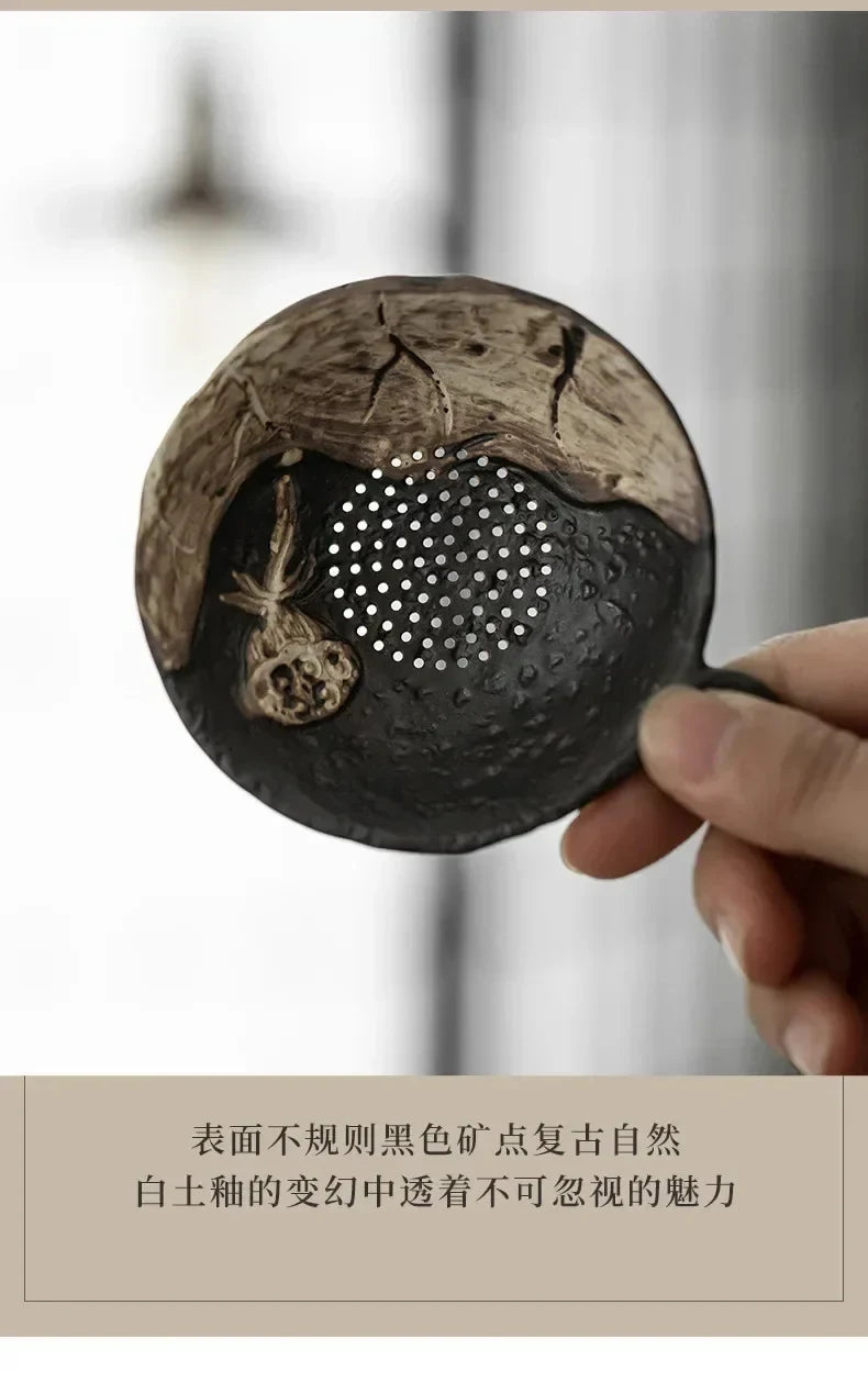 Rustic Stoneware Leaf Tea Strainer Tea Strainer product photo 21