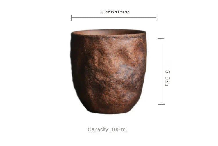 Rustic Stoneware Tea Cup white background product photo