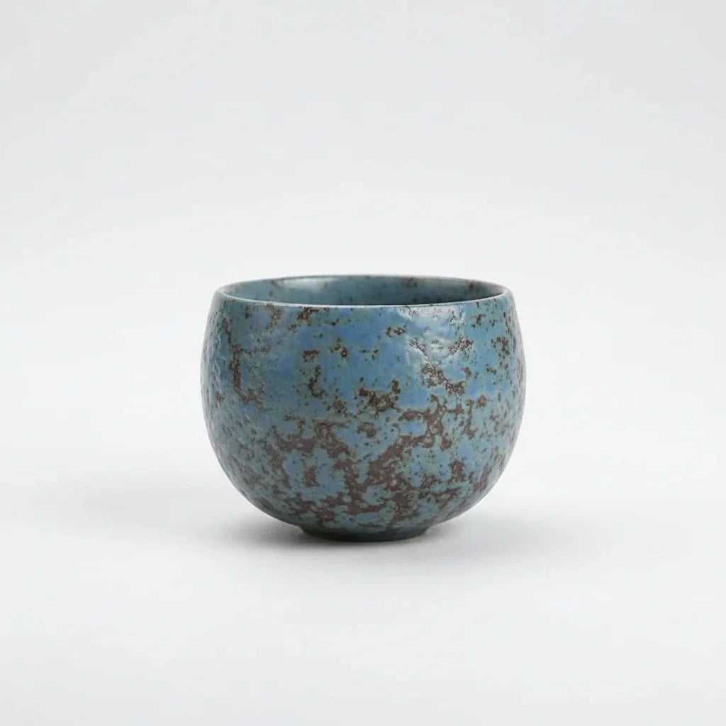 Rustic Stoneware Tea Cup white background product photo