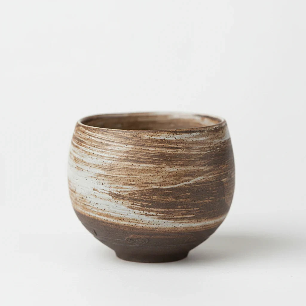Rustic Stoneware Tea Cup white background product photo