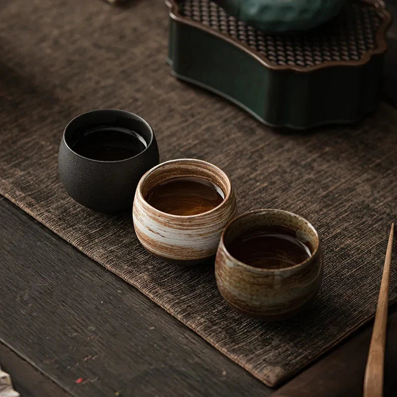 Rustic Stoneware Tea Cup Tea Cup side view